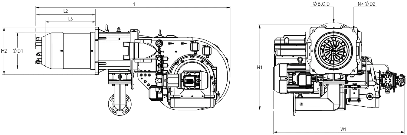 نقشه ابعادی کامل مشعل RLGB-M-405/LN | رادمن