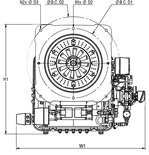 نقشه ابعادی عرضی مشعل RLGB-M/M-1250-DB | رادمن