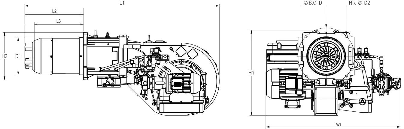 نقشه ابعادی کامل مشعل RLGB-MC-385/LN | رادمن