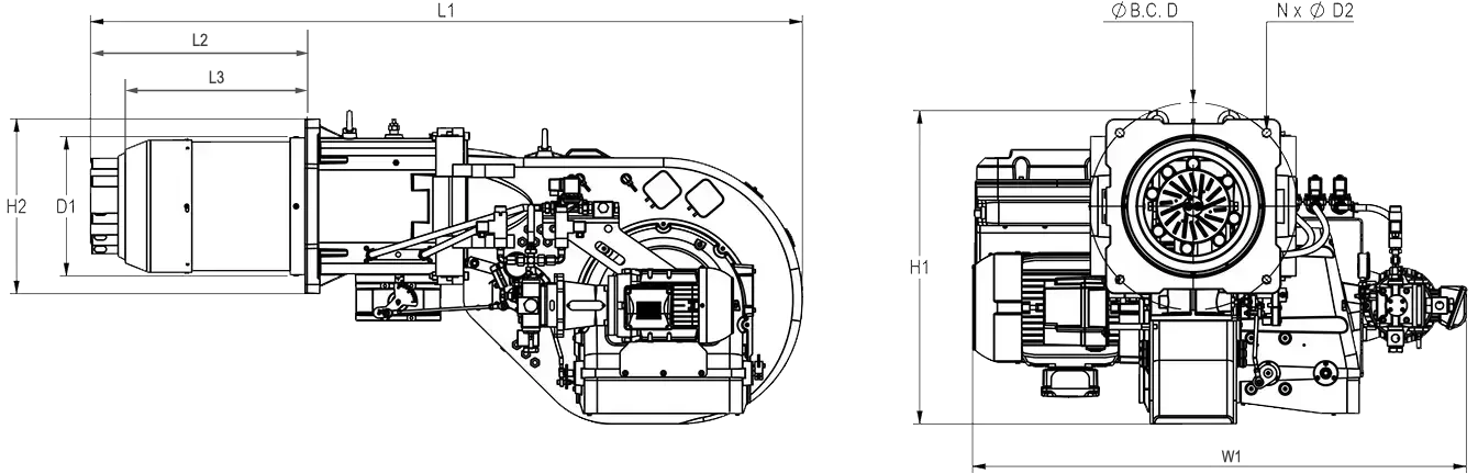 نقشه ابعادی کامل مشعل RLGB-MS-405/LN | رادمن