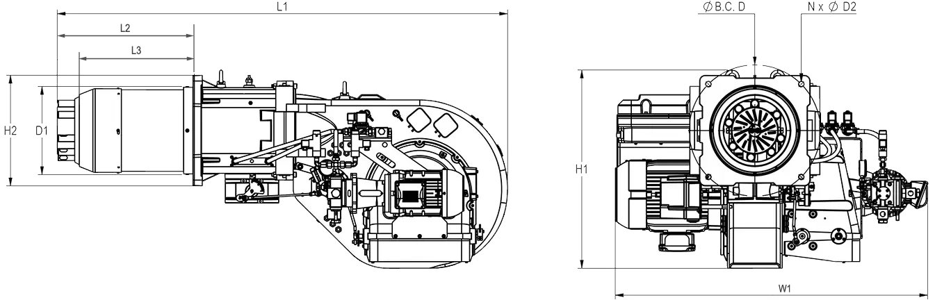 نقشه ابعادی کامل مشعل RLGB-MS-605/LN | رادمن