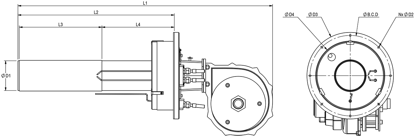 نقشه ابعادی کامل مشعل RPB-M-20/PE | رادمن