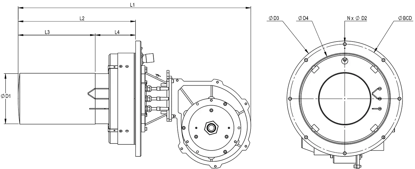 نقشه ابعادی کامل مشعل RPB-M-50/PE | رادمن