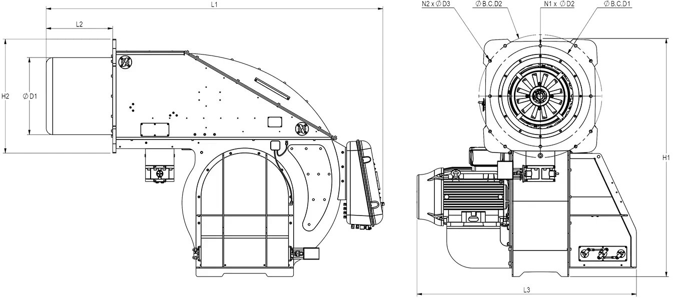 RGB-M-1750-Dimension MONO-BLOCK ELECTRICAL MODULAR GAS BURNER