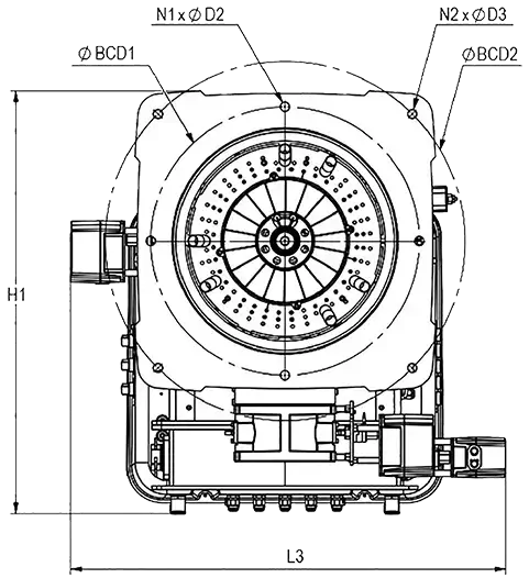 RGB-M-950-DB-Dimension-2 Dual Block Electrical Modular Gas Burners