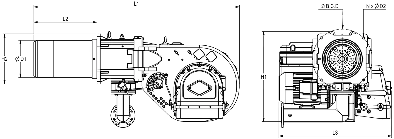 RGB-MC-305-Dimension Mechanical modular gas Monoblock burner
