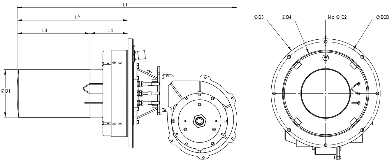 RPB-M-50-PE-Dimension premixed burner pe series
