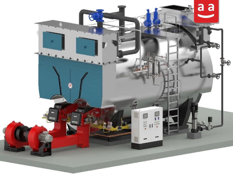 A Guide to Choosing Appropriate Burner for Industrial Boiler 2 A Schematic Pic of Superheater and Dual-block Burners with a Twin-furnace Steam Boiler by Packman | raadman